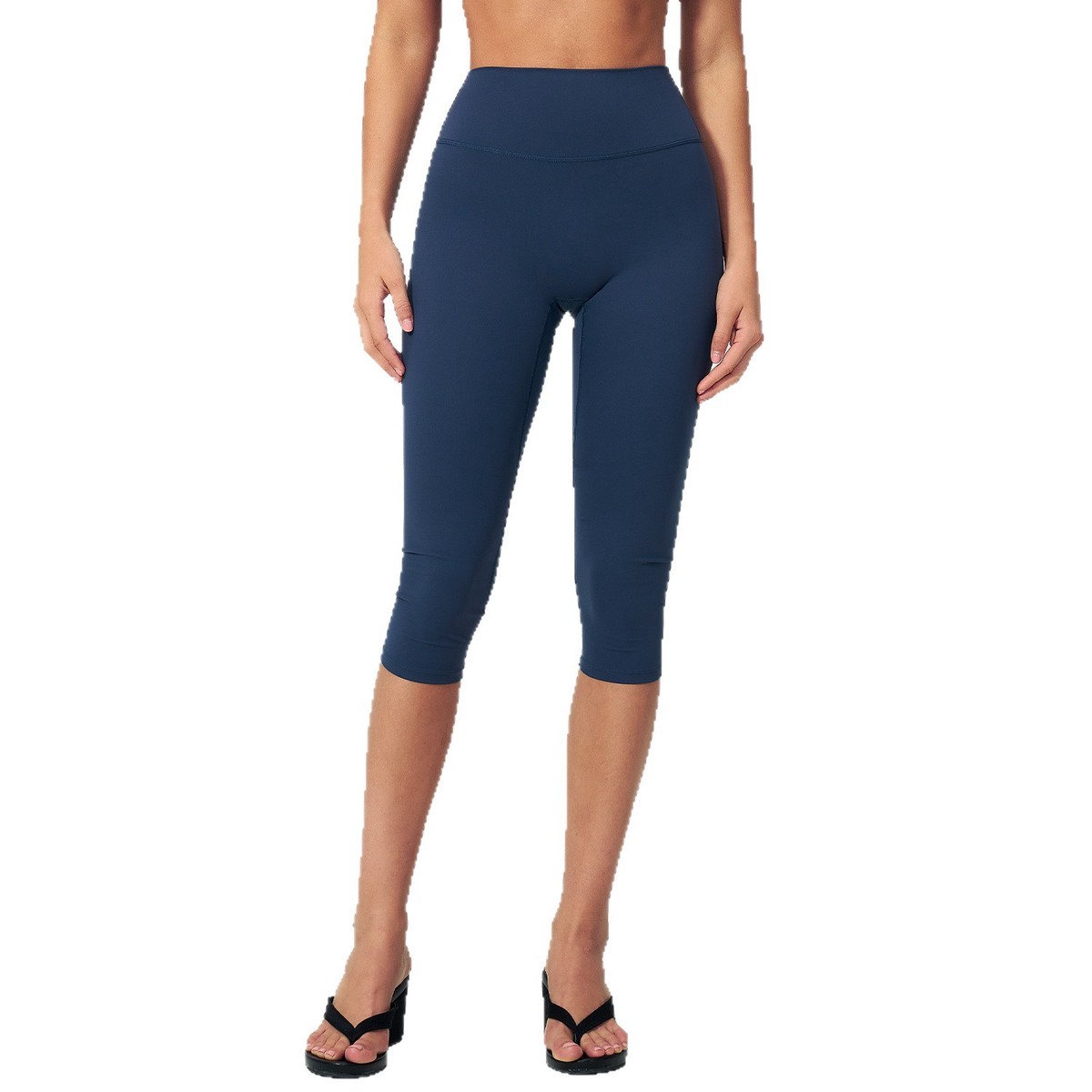 Brushed Yoga Capri Pants High-Waisted Form-Fitting Slimming Solid Wrinkle-Resistant Sports Capris for Women's Outdoor