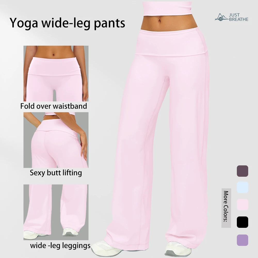 Women Workout Flared Gym Flare Leggings High Waist Yoga Leggings Fold Over Yoga Pants Tummy Control Sports Wear