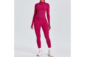 Quick Dry Yoga Long Leggings Pant Long Sleeve Top Biker Gym Jacket Sportswear Woman Fitness Sports Set