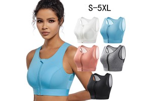 New Women's Cross Back Yoga Tank Tops Plus Size Quick Dry Breathable Lightweight Skin-Friendly Front Anti-Slip Zipper Sports Bra