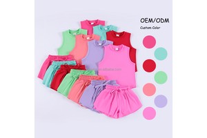 Girls Hot New Yoga Set Solid Color Sleeveless Tank Double Layer Shorts High Elasticity Custom Design
