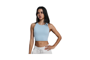 Women Racerback Crop Tank Top Sleeveless Ribbed Slim Fit Sports Bra Built In Bra Yoga Fitness Workout Camisole Wholesale
