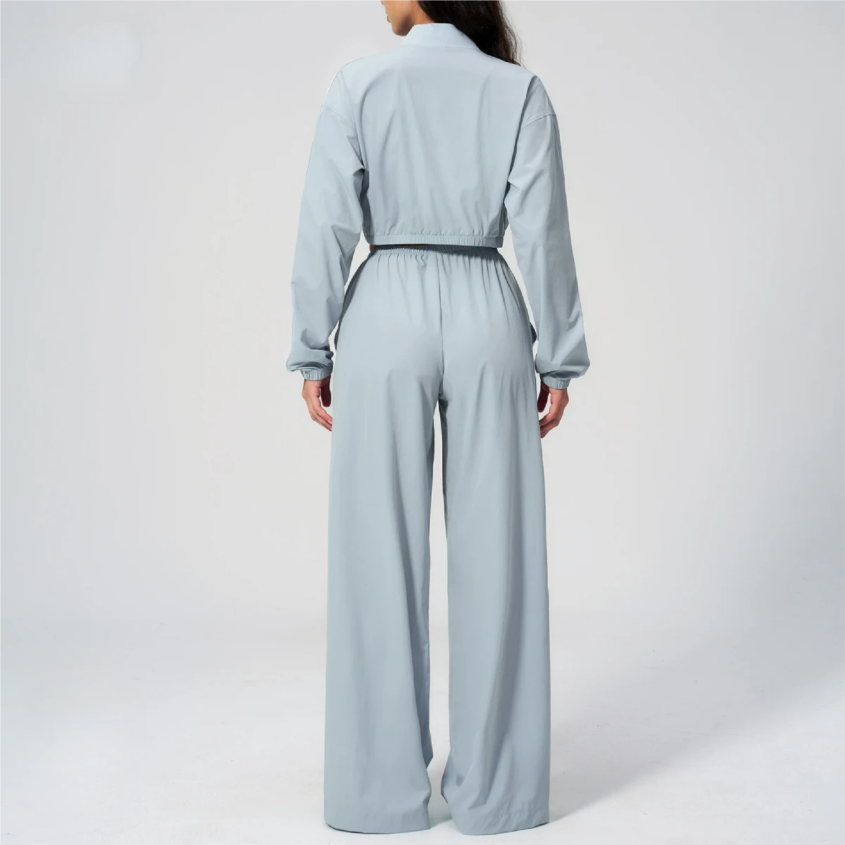 Cross-border New Solid Women's Yoga Suit 2-Piece Set Sunscreen Short Top Outdoor Fitness Sports Quick-drying Pants 2549