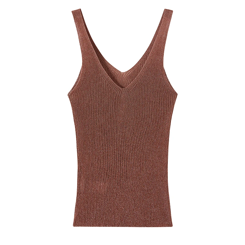 Wholesale Women's High Quality Sweet Breathable Eco-Friendly Spandex/Polyester Knitted V-neck Tank Top Lace Tassel Ribbons