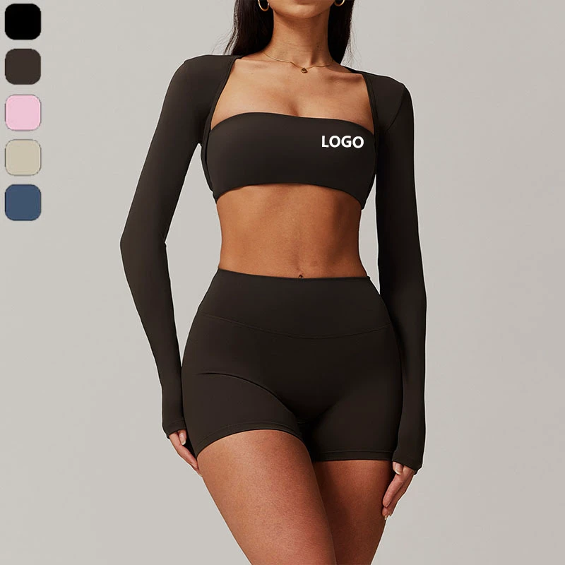 Quick Dry Workout Corset Gym Custom Fitness Activewear Breathable Sports Long Sleeve Yoga Women Crop Top