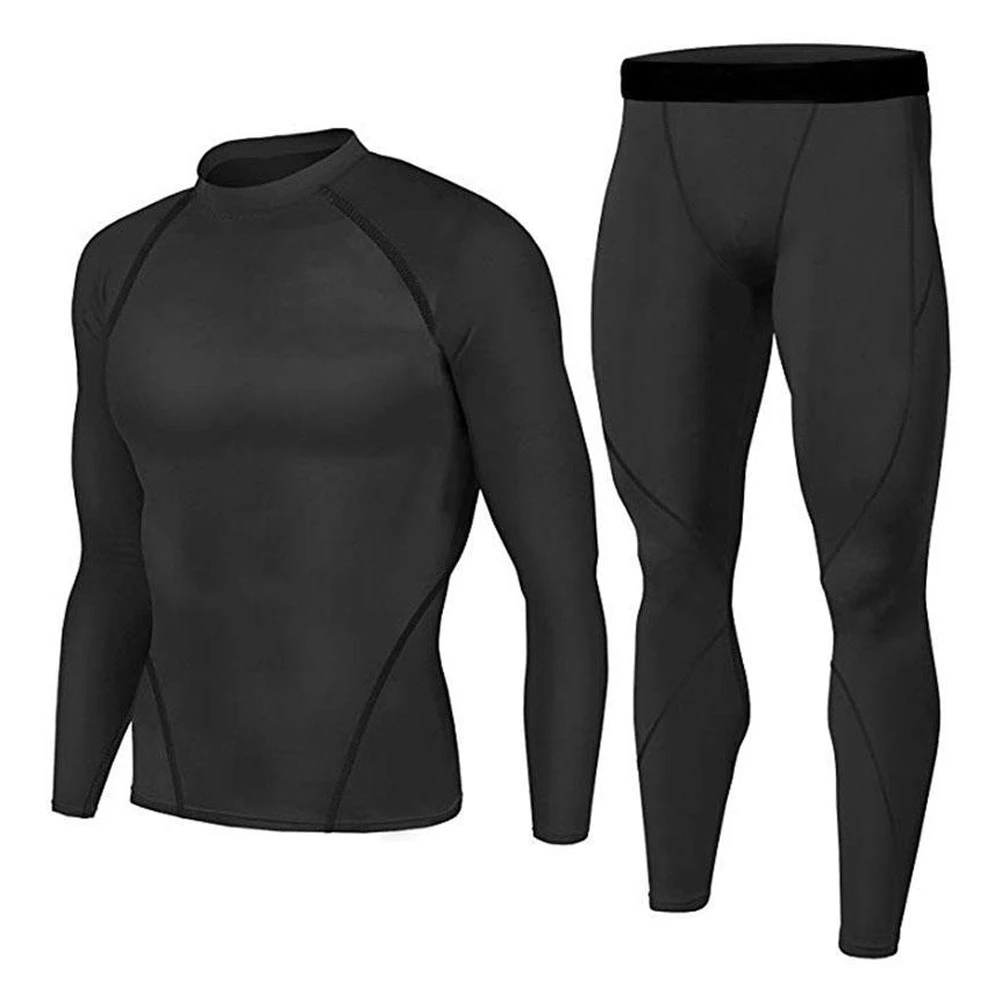 OEM Unisex Plus Size Solid Reversible Compression Sets Quick-Drying Breathable Custom Fitness Yoga 2-Piece Compression Tights