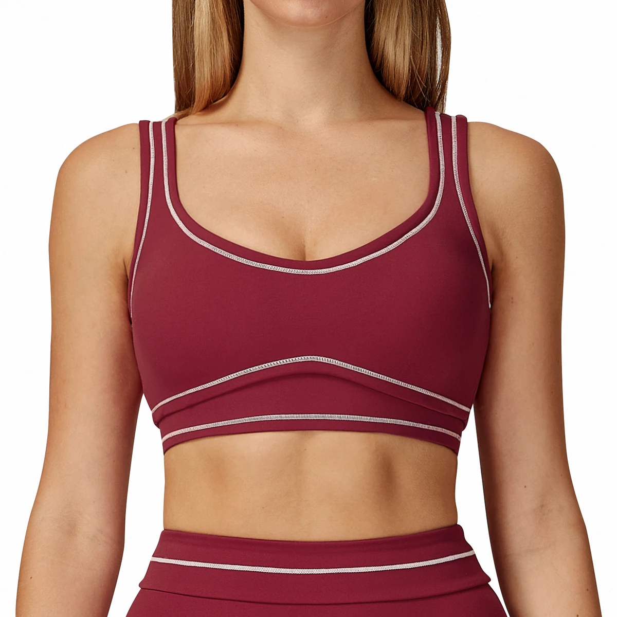 Breathable Active Spandex Contrast Color High-end U-shaped Beautiful Back High Support Yoga Bra Sports Underwear for Women
