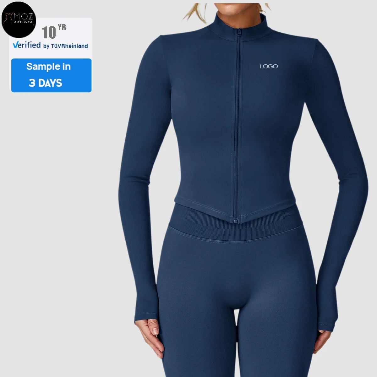 Stand-Up Collar Sports Jacket Nylon Spandex Lightweight Front Zipper Breathable for Running Yoga Outdoor Warm Top