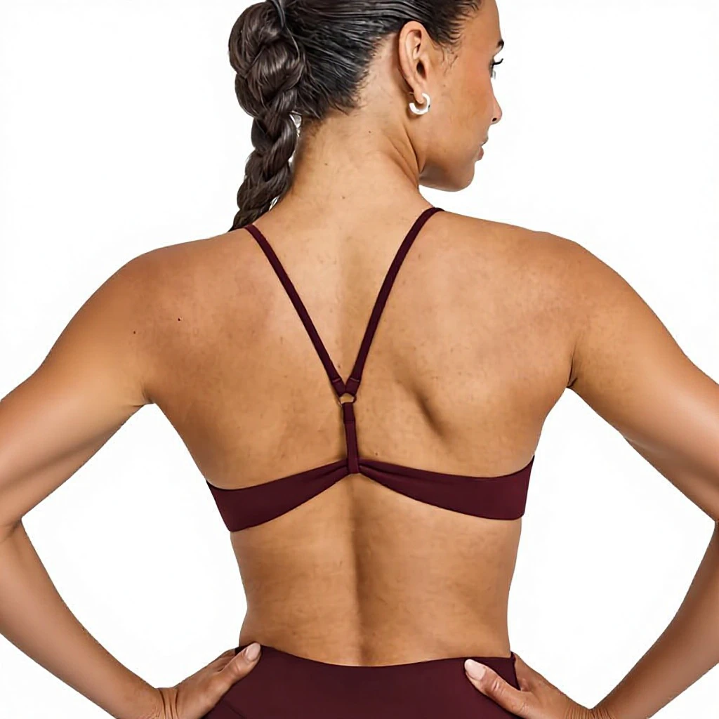 Custom Solid Color Moisture Wicking Gym Clothing Lightweight Fitness Breathable Women Cross Back Yoga Sports Bra Front Medium