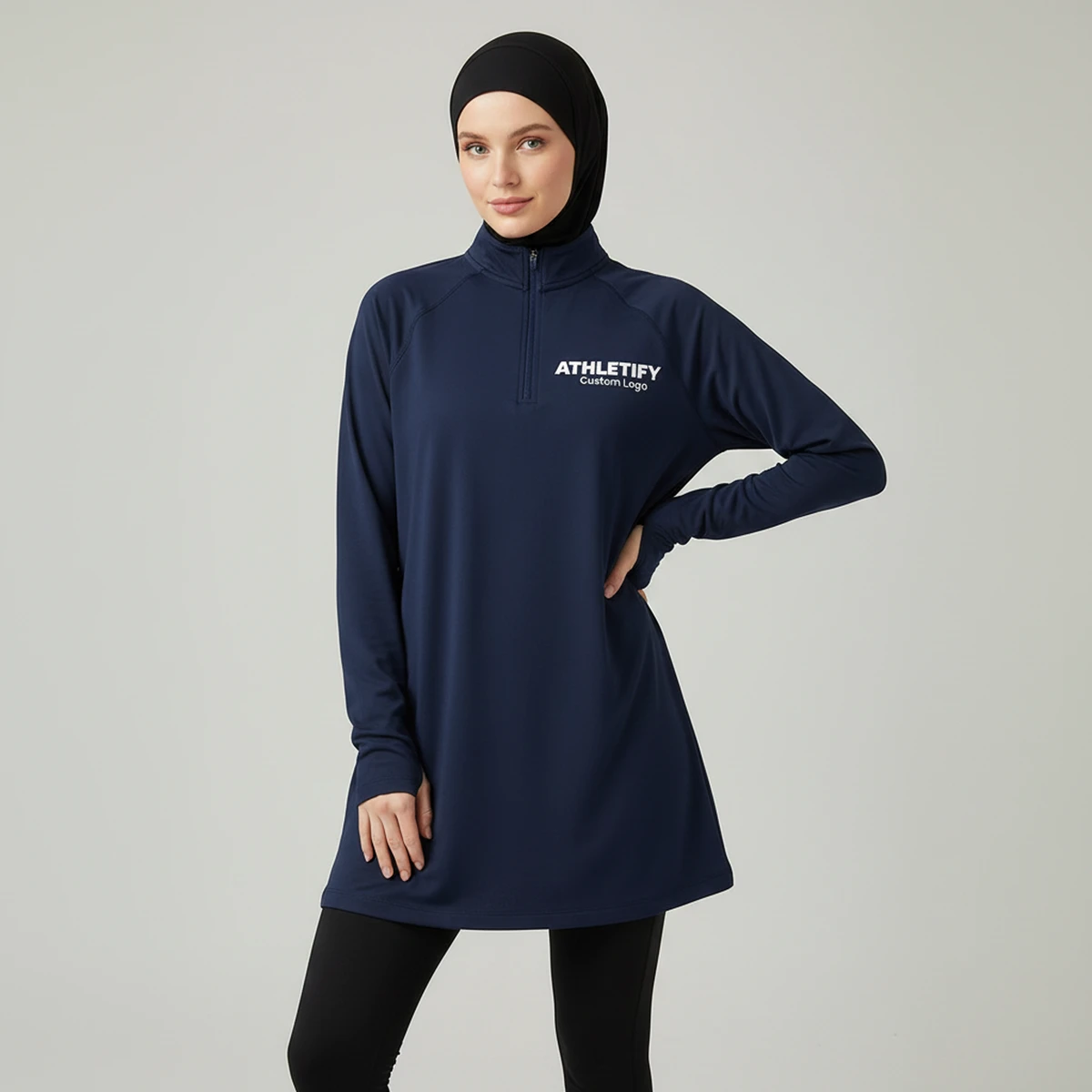 Womens Long Sleeve Modest Top Thumb Holes Breathable Quick-Dry UPF50+ Eco-Friendly Active Wear for Fitness Yoga Sports