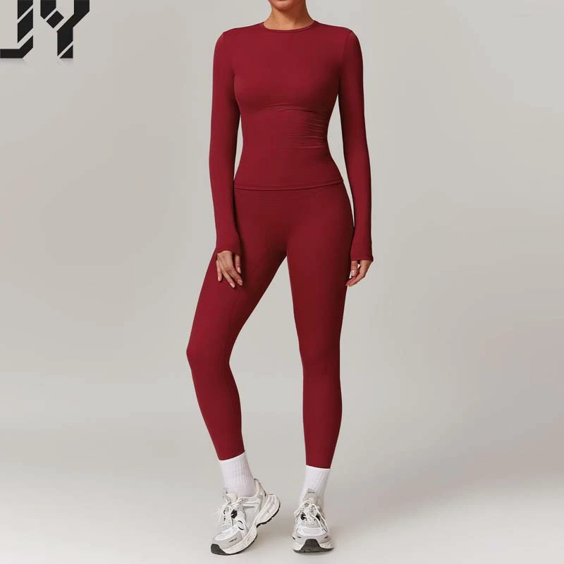 2025 Hot Sale New Athletic Clothing Women Yoga Set Breathable Quick-drying Long Sleeve Top and Leggings 2 Pieces Set