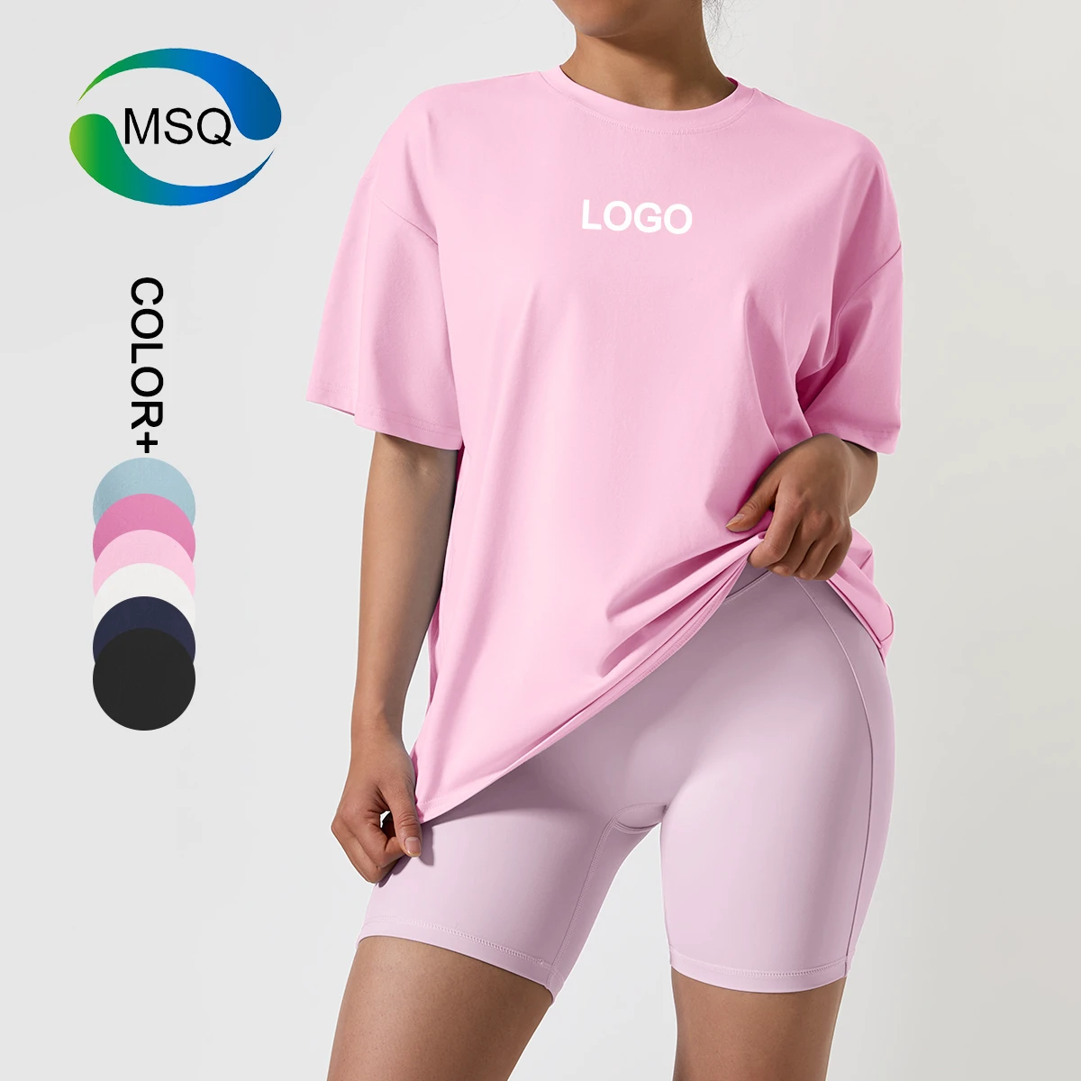 Wholesale Cotton Fabric Fitness Clothing Activewear Top Training Breathable Short Sleeve Yoga Sport Top Women Oversized T-shirts
