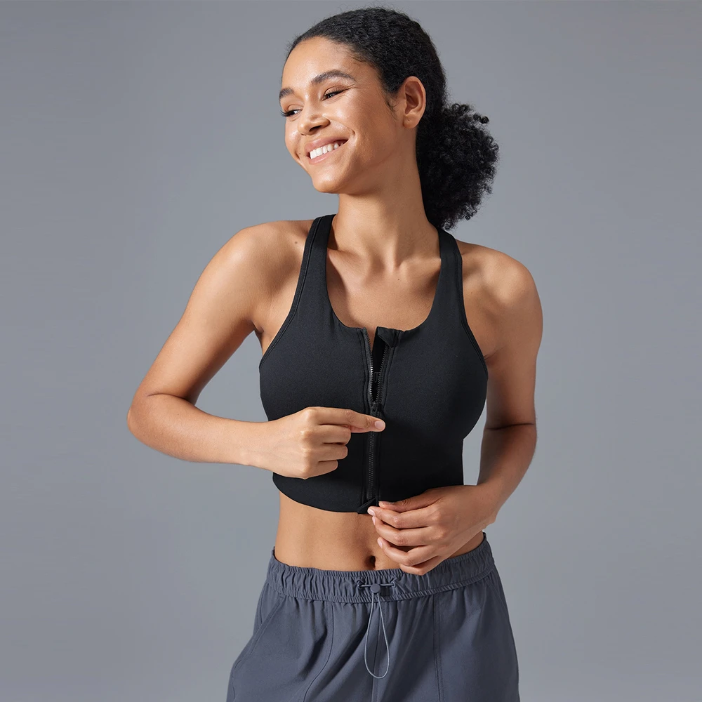 2025 Sexy Women Front Zipper Sports Bra Gym Athletic Fitness Clothing High Strength Womens Yoga Bra