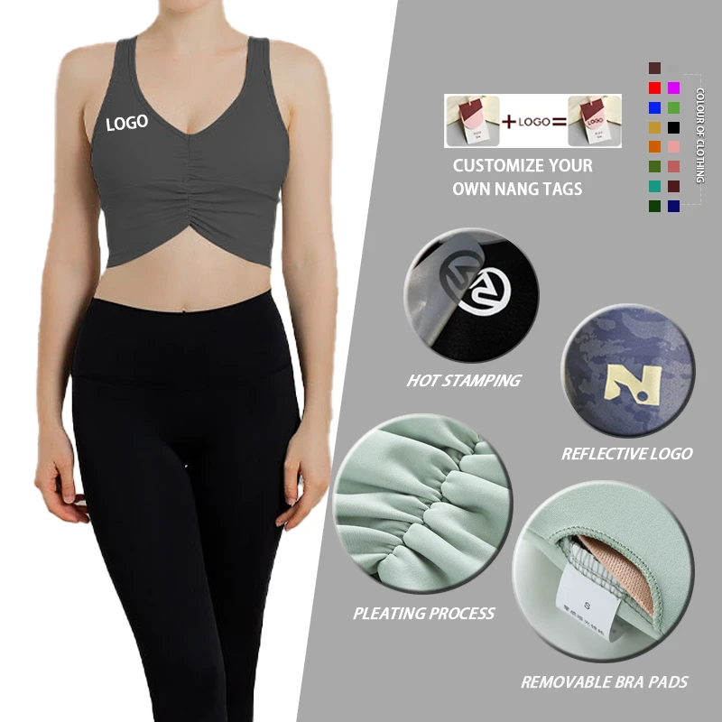 Custom Logo V Neck Activewear Fitness Plus Size Yoga Crop Tops for Women