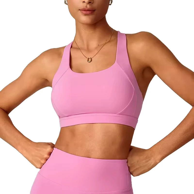 Wholesale Girls Plus Size High Support Sports Bra Comfortable Nude Yoga Bra with Double Straps