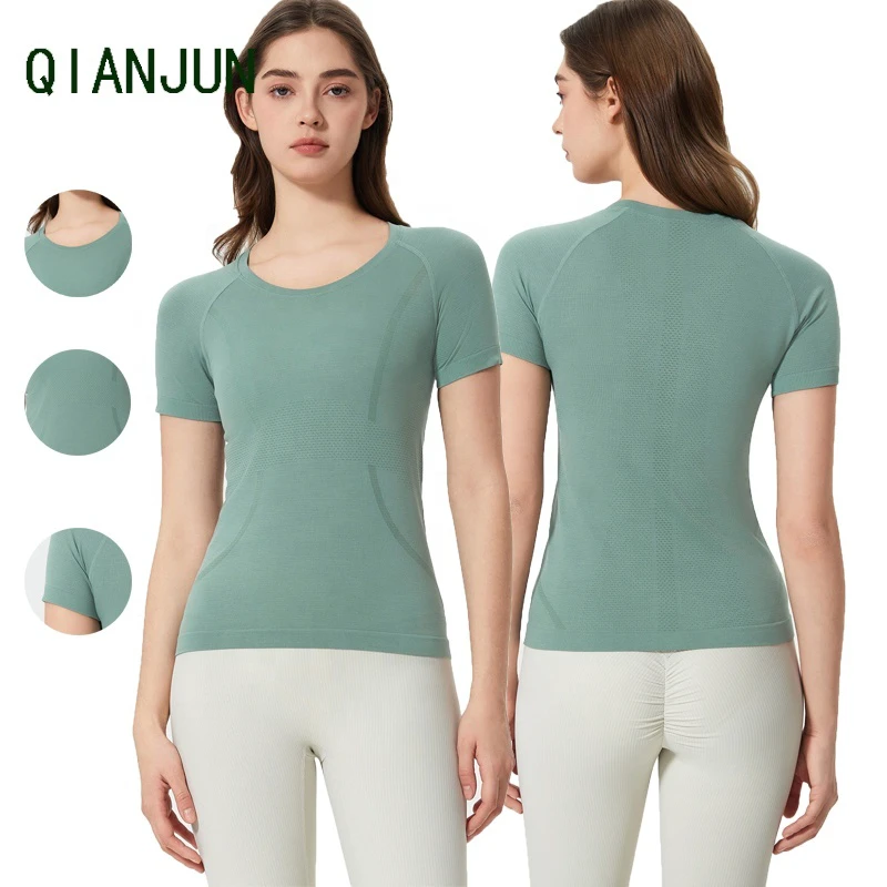 Customized Logo Women's Yoga Top With Threaded Cuffs Elastic Comfortable Yoga Clothes Casual Daily Yoga Fitness Tops