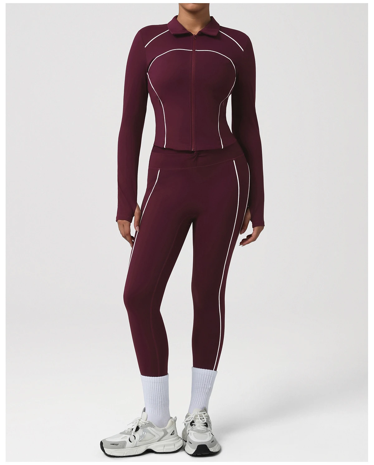 LVD181 Autumn Long Sleeve Yoga Wear Sets Breathable High Elastic Tight Workout Leggings Yoga Pants Two-piece Gym Yoga Sports Set