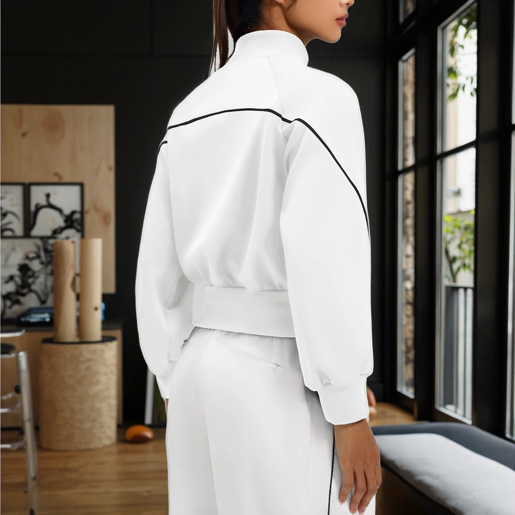 Autumn Winter Breathable Four-Way Stretch Velvet Yoga Jacket Stand Collar Plus Size Windproof Skinny Sports Top for Women