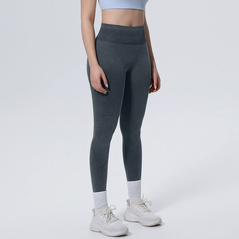 Seamless Yoga Pants High Waist Belly-lifting Hip Tight Full-Length Sweat-absorbent Breathable Lace Color Blocking Spandex/Nylon