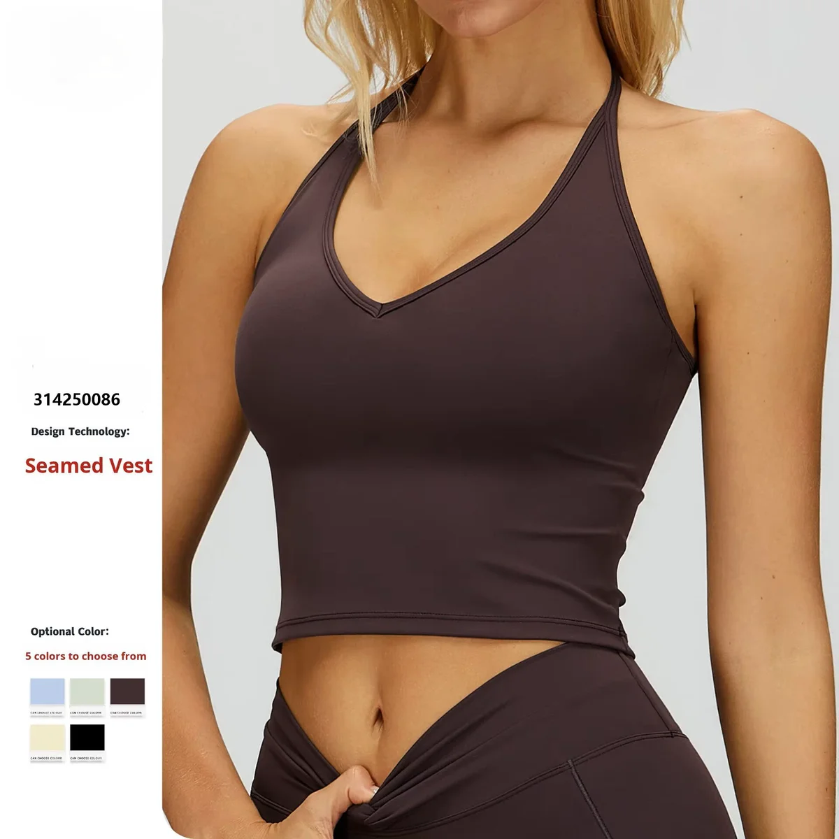 V-neck Breathable for Sports Bra with Hollow Back Skinny Fit for Women Yoga Tank Top Front Logo