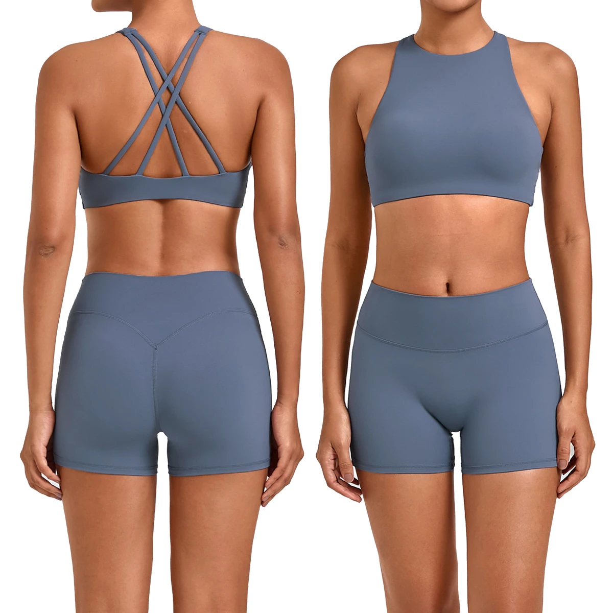 Cross-Back Yoga Set with Removable Pads-Quick-Dry Sports Wear 2-Piece Yoga Suit for Women XL Size Breathable & Eco-Friendly