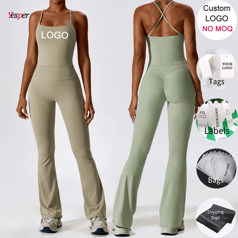 Women's XL Gym Activewear Set Custom Logo Yoga Sport Bra Flare Pant Four-Way Stretch Fitness Workout Clothing Plus Size Friendly