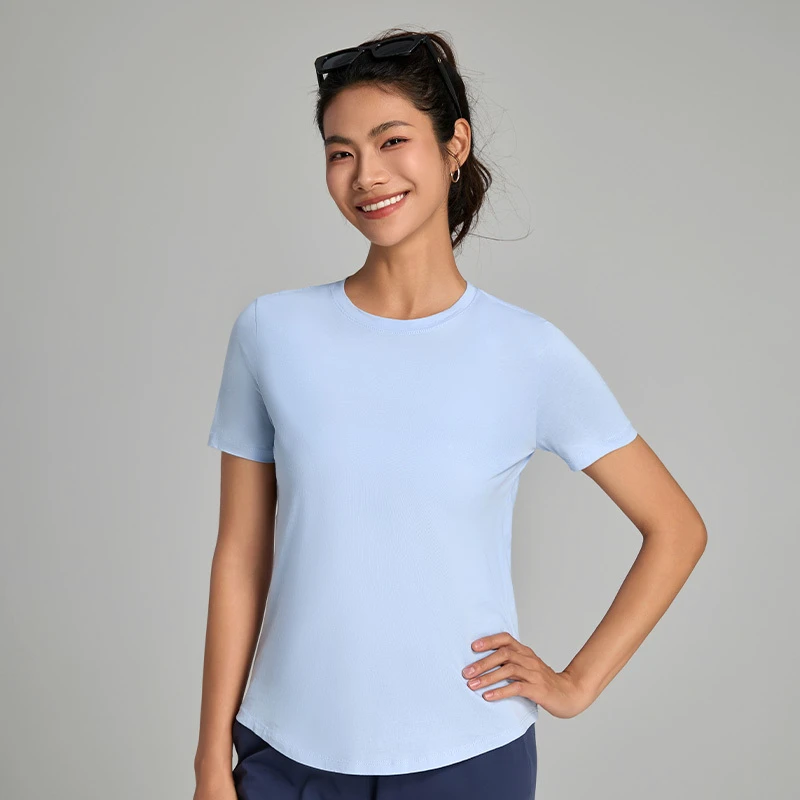 OEM High Quality Quick Dry Fitness Gym T Shirt Custom Logo Cotton Yoga T-shirt Sports Breathable Running T-shirt for Woman
