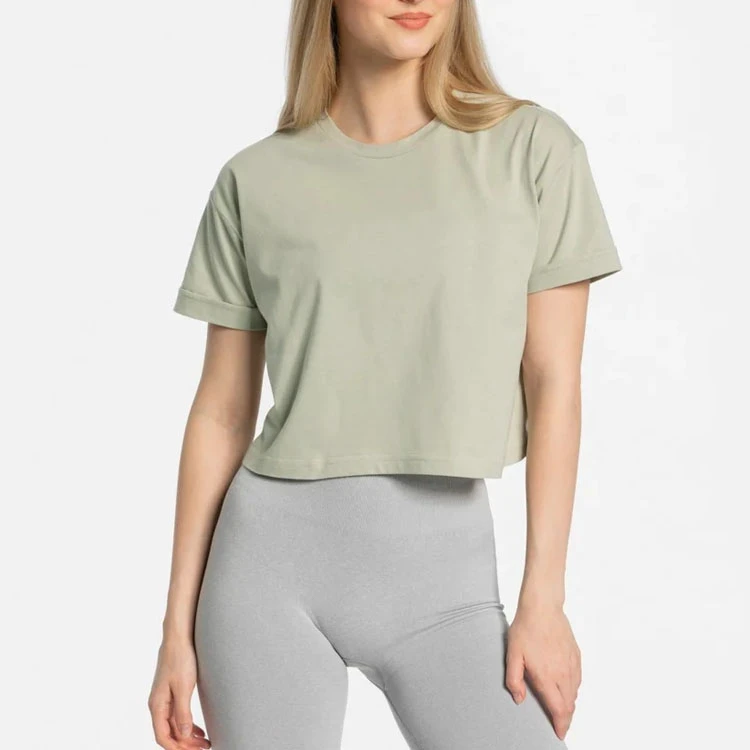 Women's Slim Fit Short Casual Round Neck Short Sleeve Open Wholesale Clothing Crop Top Women's T-shirts for Women