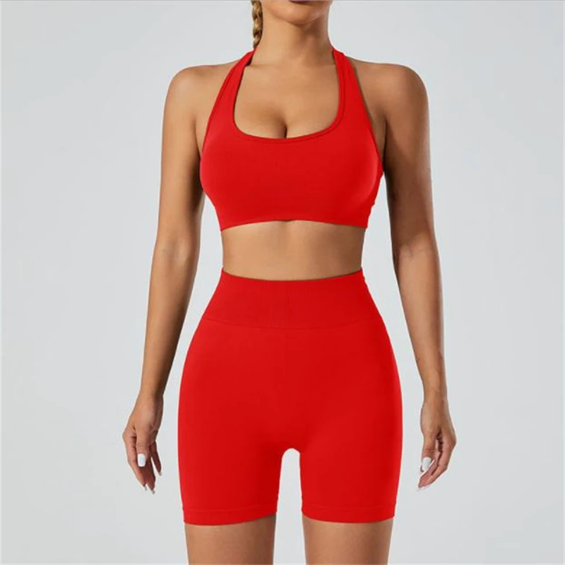 New Fashion Double Layers Contrast Color Tight High Support Shockproof Vest Fitness Gym Women Yoga Top seamless yoga set