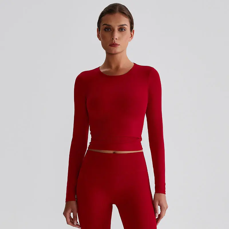 Women's Long Sleeve Yoga Tops Breathable 4-way Stretch Quick Dry Anti-Bacterial Eco-Friendly Spandex/Nylon Workout Sport