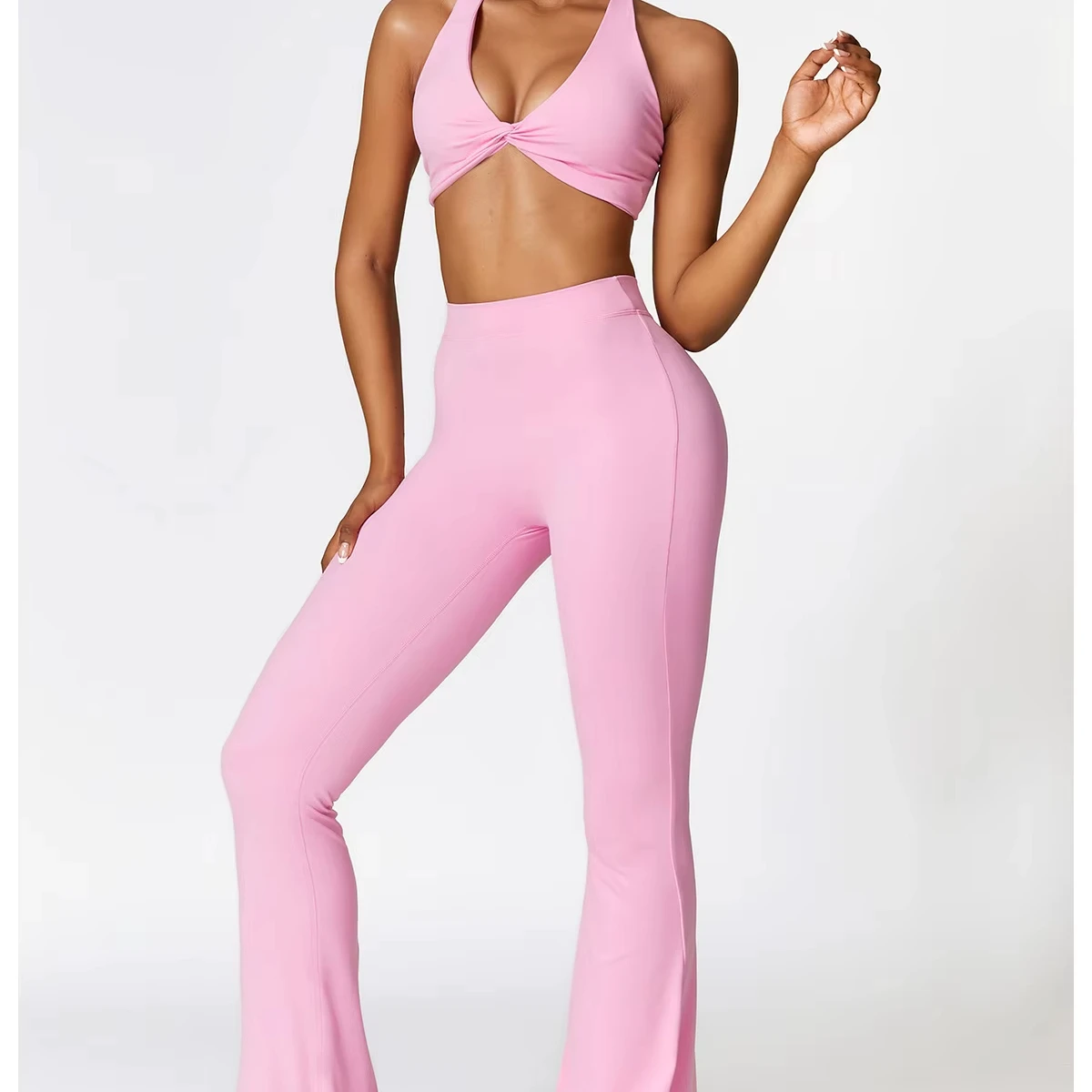 Long Tempo Waisted Back Over Candy Woman Nylon Fitness Short Butt Luluflare Jackets Cal Fur High Flare Leggings Set Custom Logo