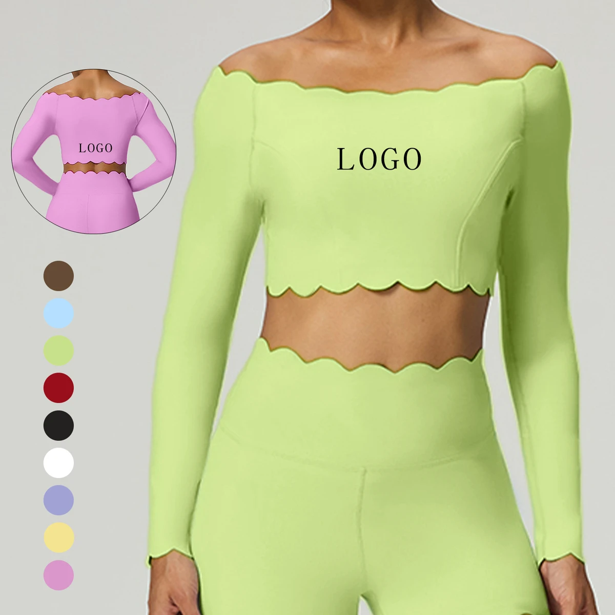 Ins Lace Exposed Umbilicus Long-sleeved T-shirt Sexy Fitness Yoga Clothing Women's Sports Exercise Yoga Top