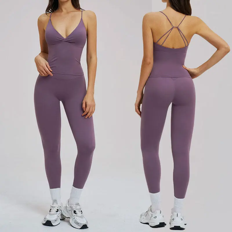 Women S 6 Piece Yoga Set Quick Dry Fitness Seamless Breathable Front Color Blocking Beauty Back Full Sleeve Tank Top High Waist