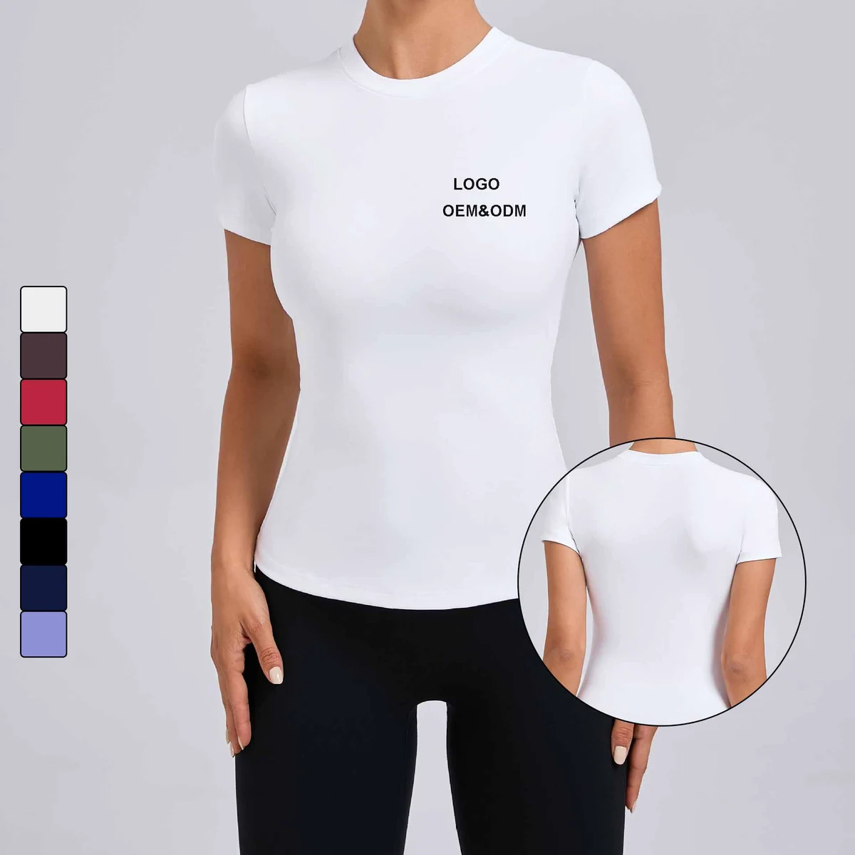 Women's Breathable Nylon T-Shirt Short Sleeve round Neck Yoga Top for Fitness & Running Seamless Design