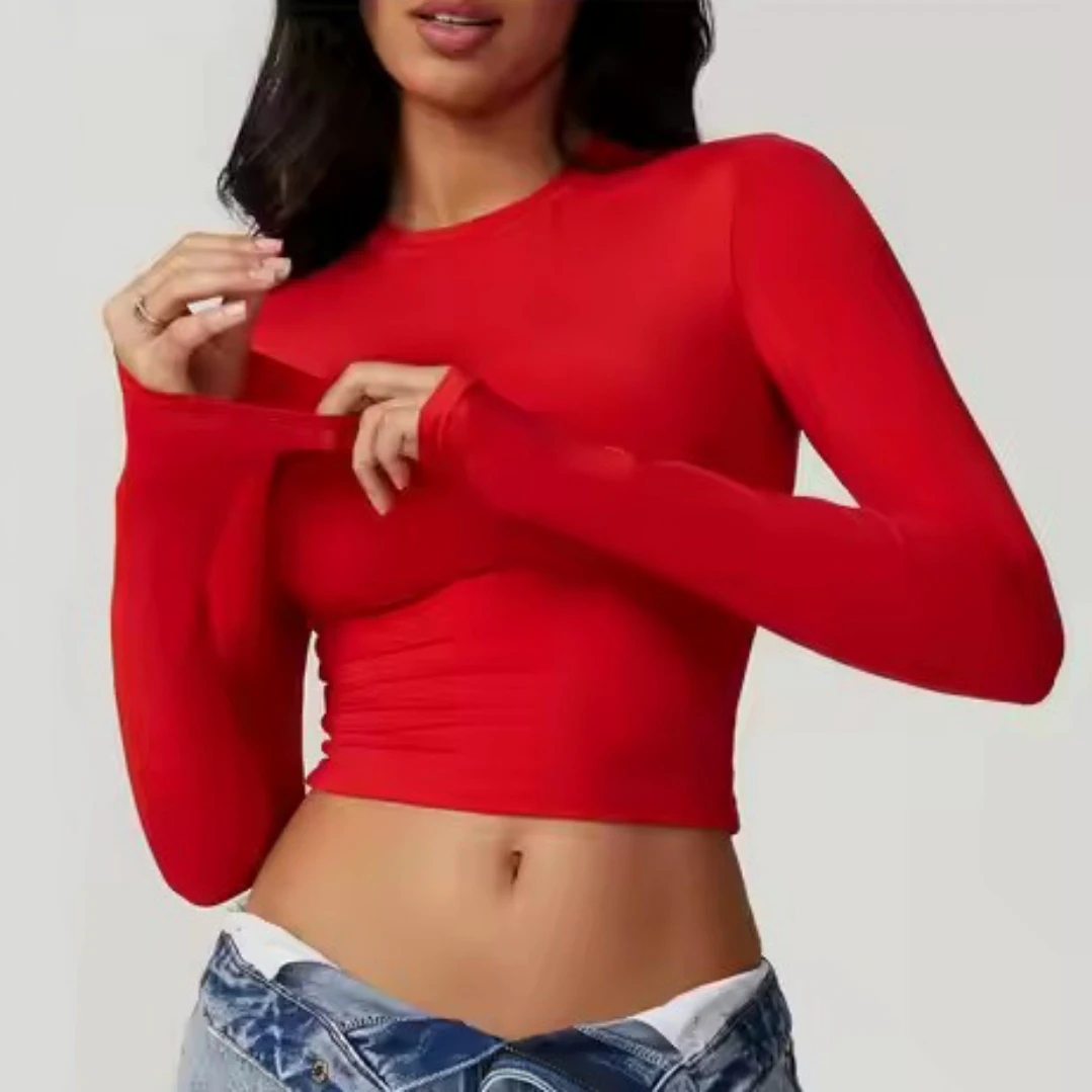 Wholesale Custom Logo Breathable Lightweight Seamless Yoga Top Long Sleeve Women's Spandex/Nylon Gym Wear