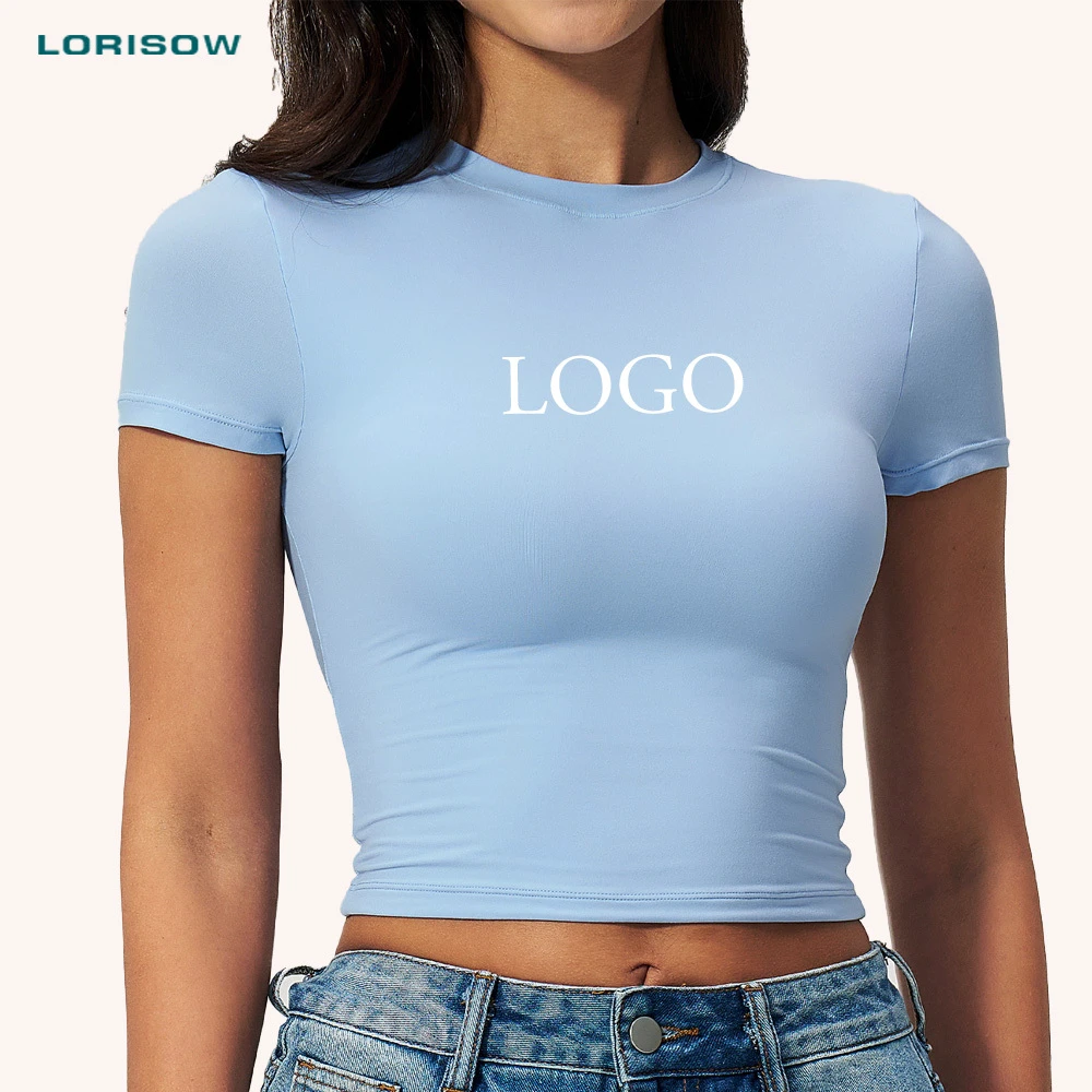 LORISOW Custom Quick-Drying Yoga Short-Sleeve Top Round Neck Athletic Fitted Yoga T-Shirt Women Outdoor Running Sports Top