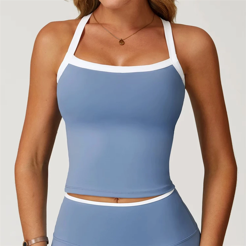 Custom Women's Strapless Yoga Tank Tops, Breathable Two-Tone Sports Bra, Workout Tops for Running & Fitness