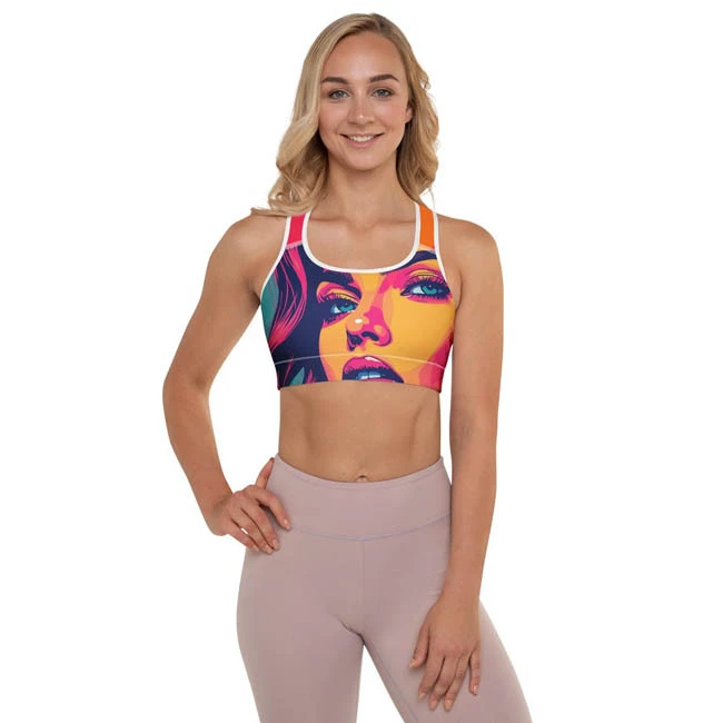 Girls' Comfortable Cross Back Sublimation Printed High Support U-Led Sports Bra Plus Size Breathable Eco-Friendly Yoga Front