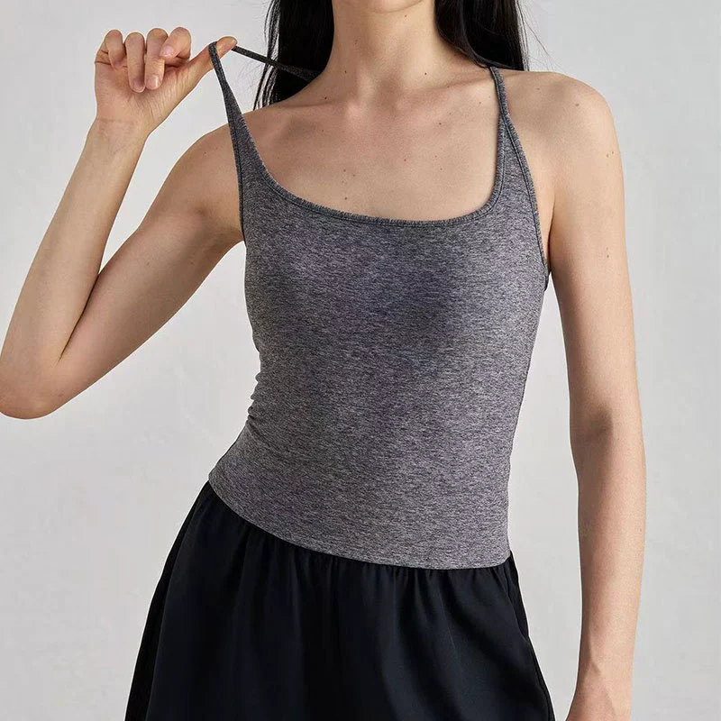 Women's Racerback Yoga Tank Tight Fit Breathable Lightweight Pilates Workout Sports Bra Front Medium Support Factory Wholesale
