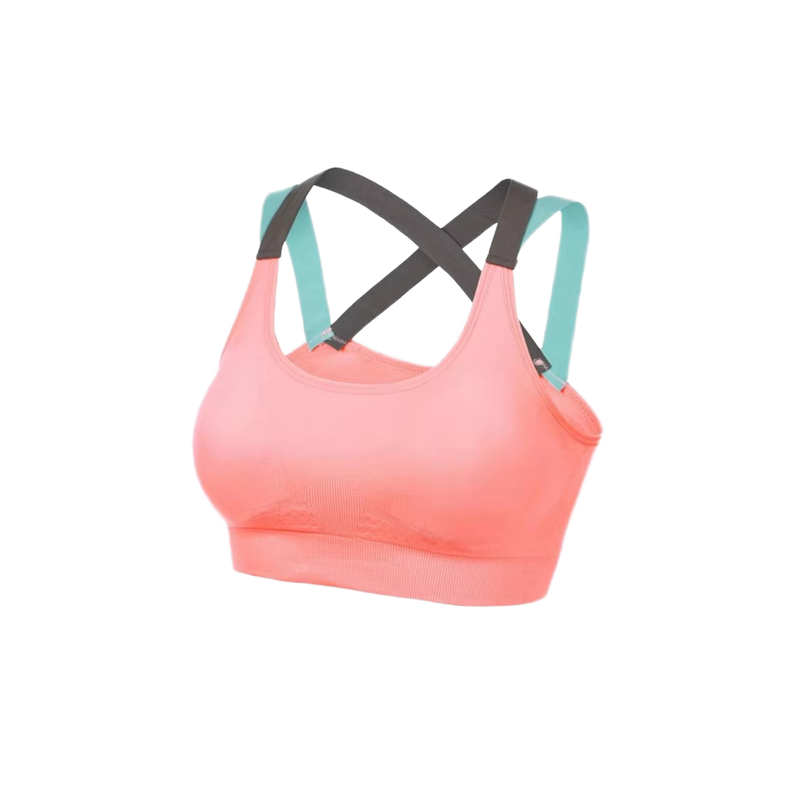 Women's Lightweight High Support U-NECK Yoga Sports Bra with Front Logo Quick Dry Cross Back Four-way Stretch Breathable Top