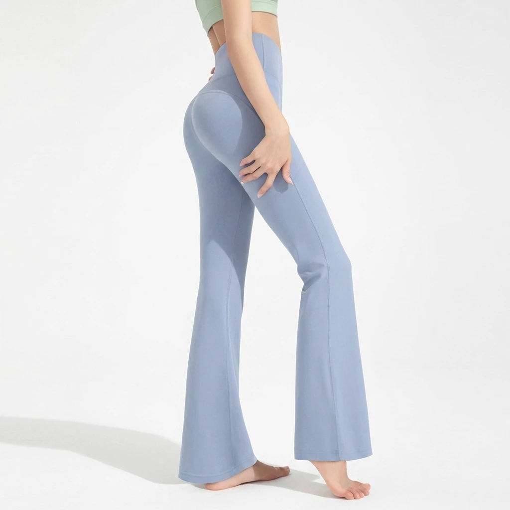 Antibacterial Solid Yoga Flared Pants Women High-Waisted Butt-Lifting Sports Slimming Fitness Full Length Quick-Dry Casual