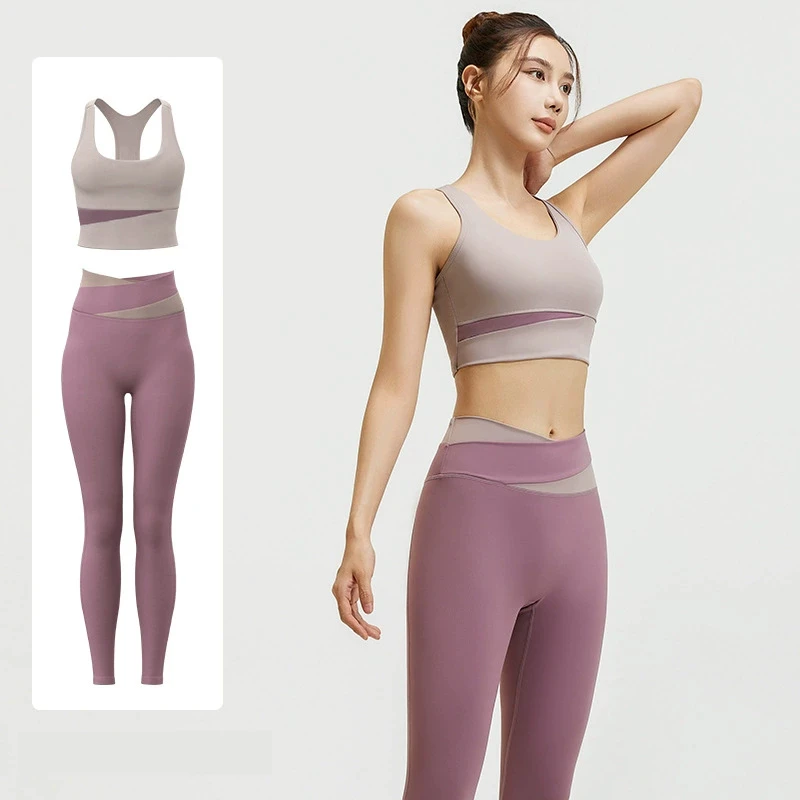 Fashion Women Plus Size Yoga Leggings Running Workout Clothing Yoga Suit Top Sports Wear Gym Fitness 5 Piece Set
