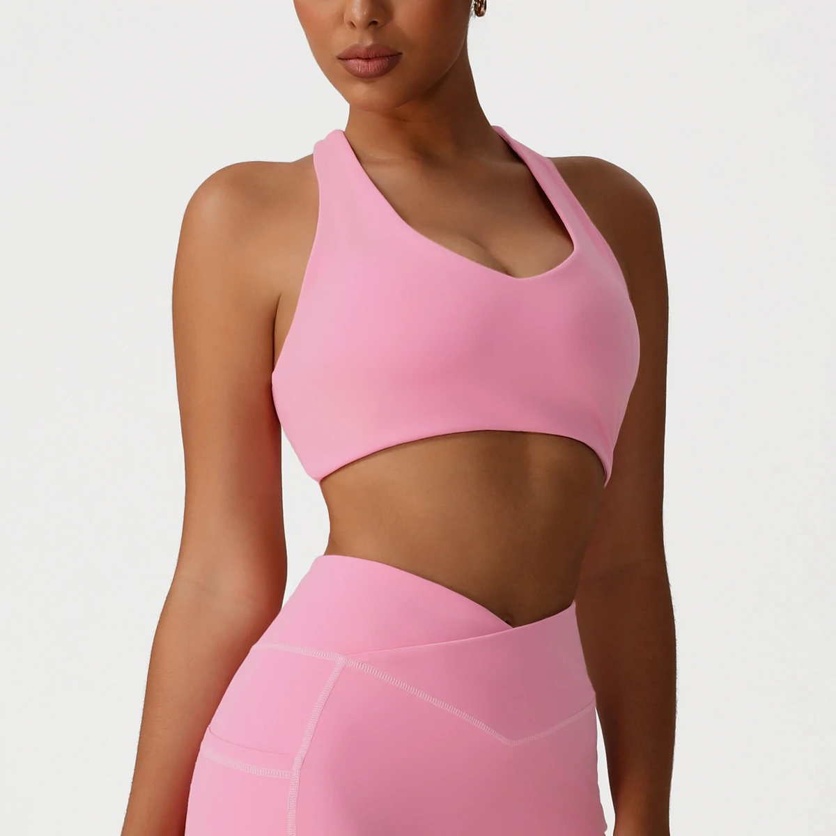 SPARK Cross Back Heart Shape Sports Bra with Removable Pad Custom Fitness Clothing Medium Support Workout Bra