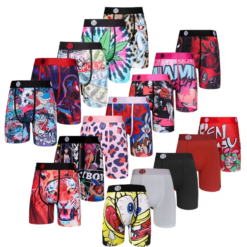 Men's Casual Sports Boxer Shorts Elastic Mid Waist Canvas Five-Point Pants Colorful Leopard Print Fitness Running Tight Casual
