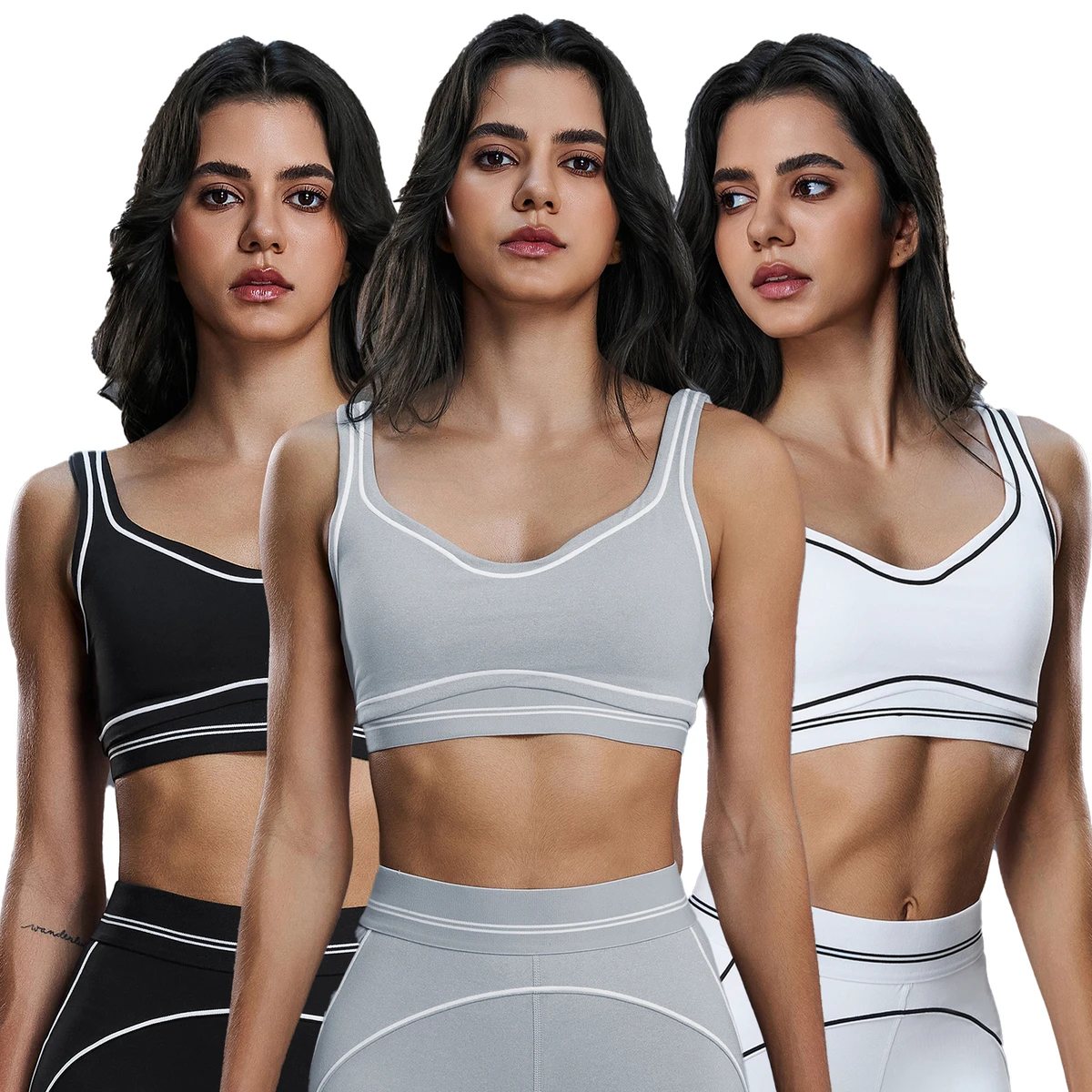 Customised 2026 New High-Support U-Back Yoga Bra Soft Breathable Colour-Blocked Backless Running Fitness Padded Sports Top