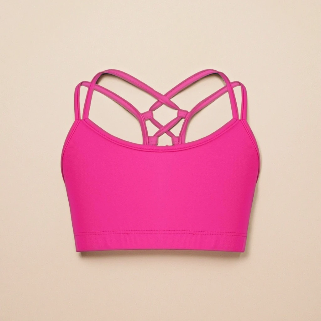 Cross Back Ballet Workout Bra for Kids Girls Crop Top for Gymnastics Dance & Sports Performance Ballroom Wear for Children