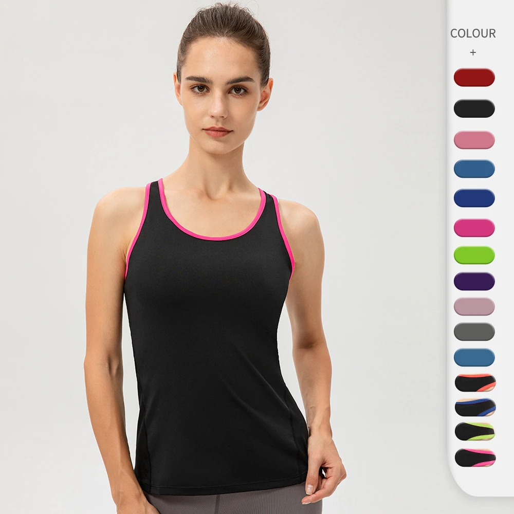 Custom Women's Sports Vest Slim Fit Yoga Tank Top Clothes Quick Dry Breathable Fitness Gym Sports Running Singlet