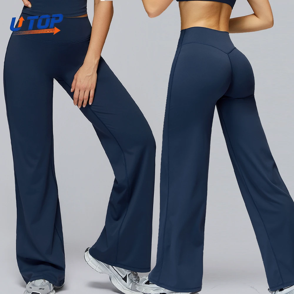 High Quality Autumn Winter New Style Solid Spandex/Nylon Eco-Friendly Long High-Waisted Wide-Leg Loose Sport Pants Outdoor Yoga