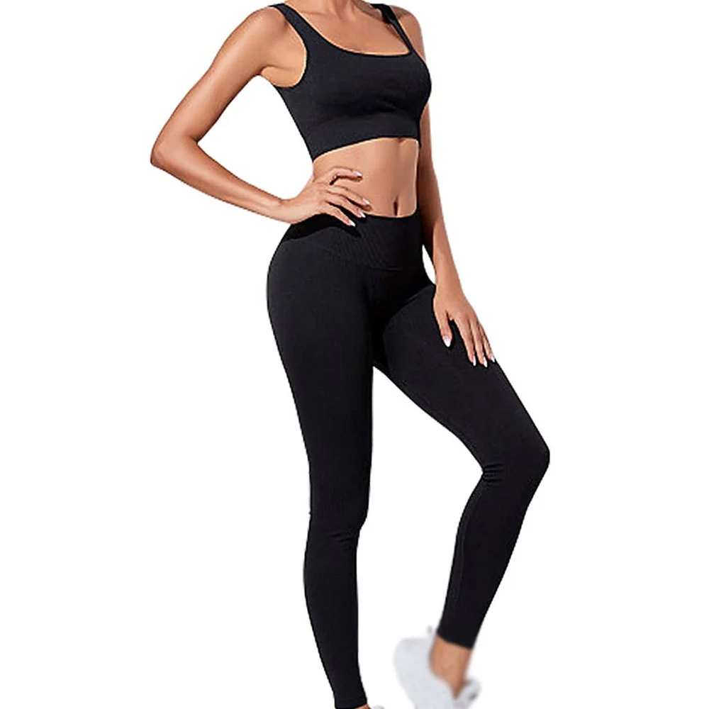 Low MOQ Custom Solid Front Logo Women's Yoga Set-High Quality 100% Cotton 2-Piece Fitness Wear Quick Dry & Breathable