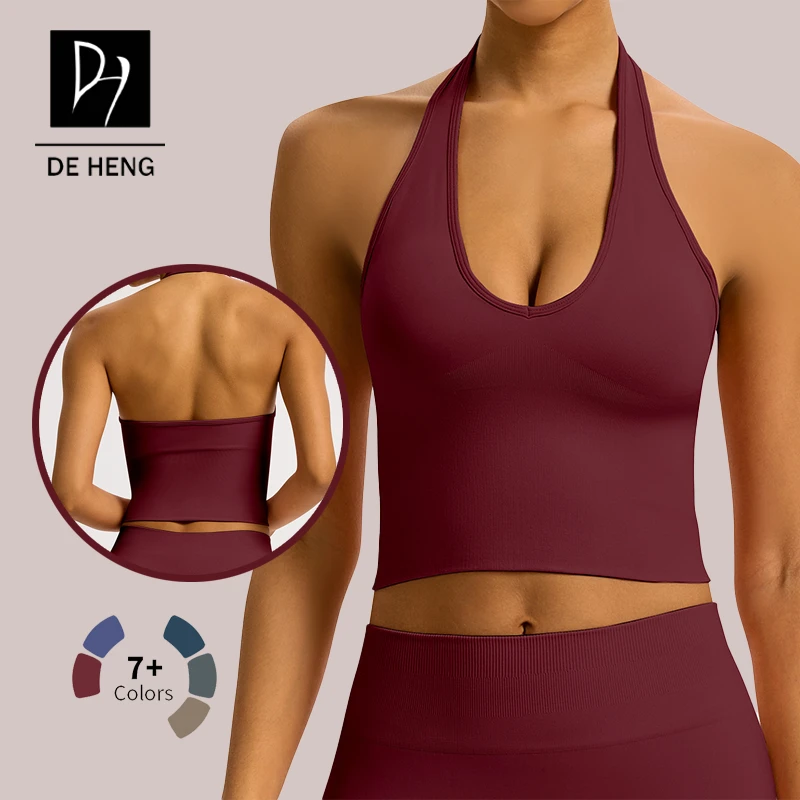 Seamless Lady One Piece Backless U-Neck Breathable Custom Sports Yoga Fitness High Quality Gym Workout Bra for Women